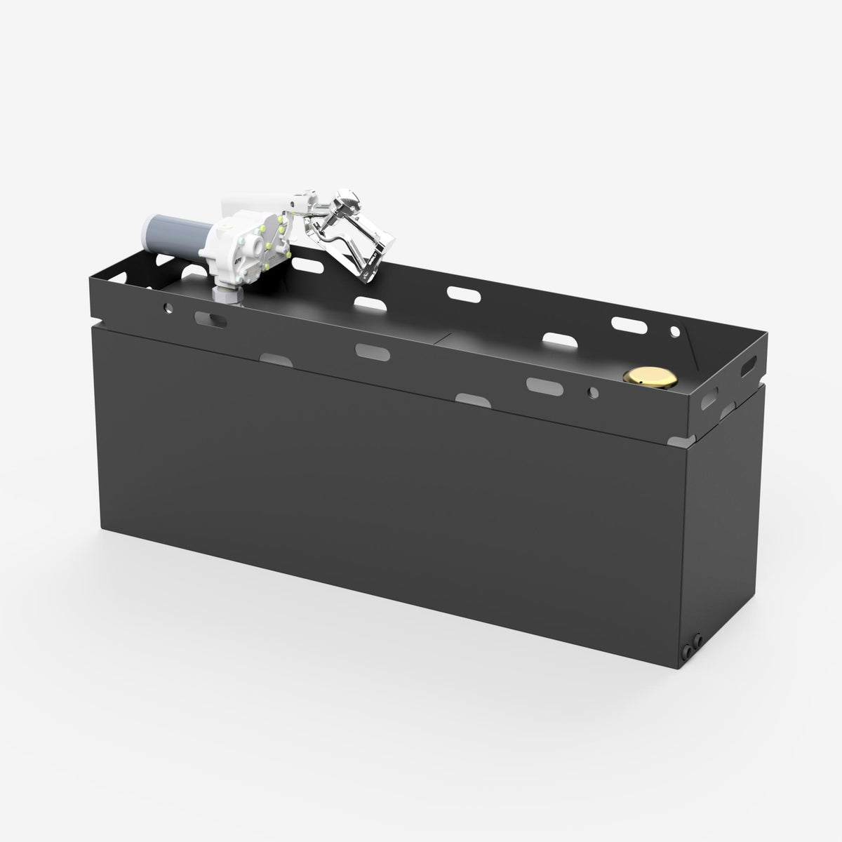 50 gallon fuel transfer tank, rear left three quarter view