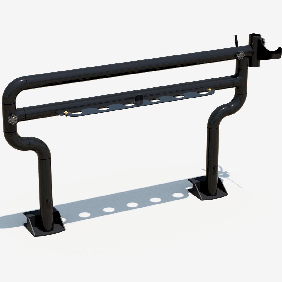 Hoosier pole for a large welding sloop, front left three quarter view
