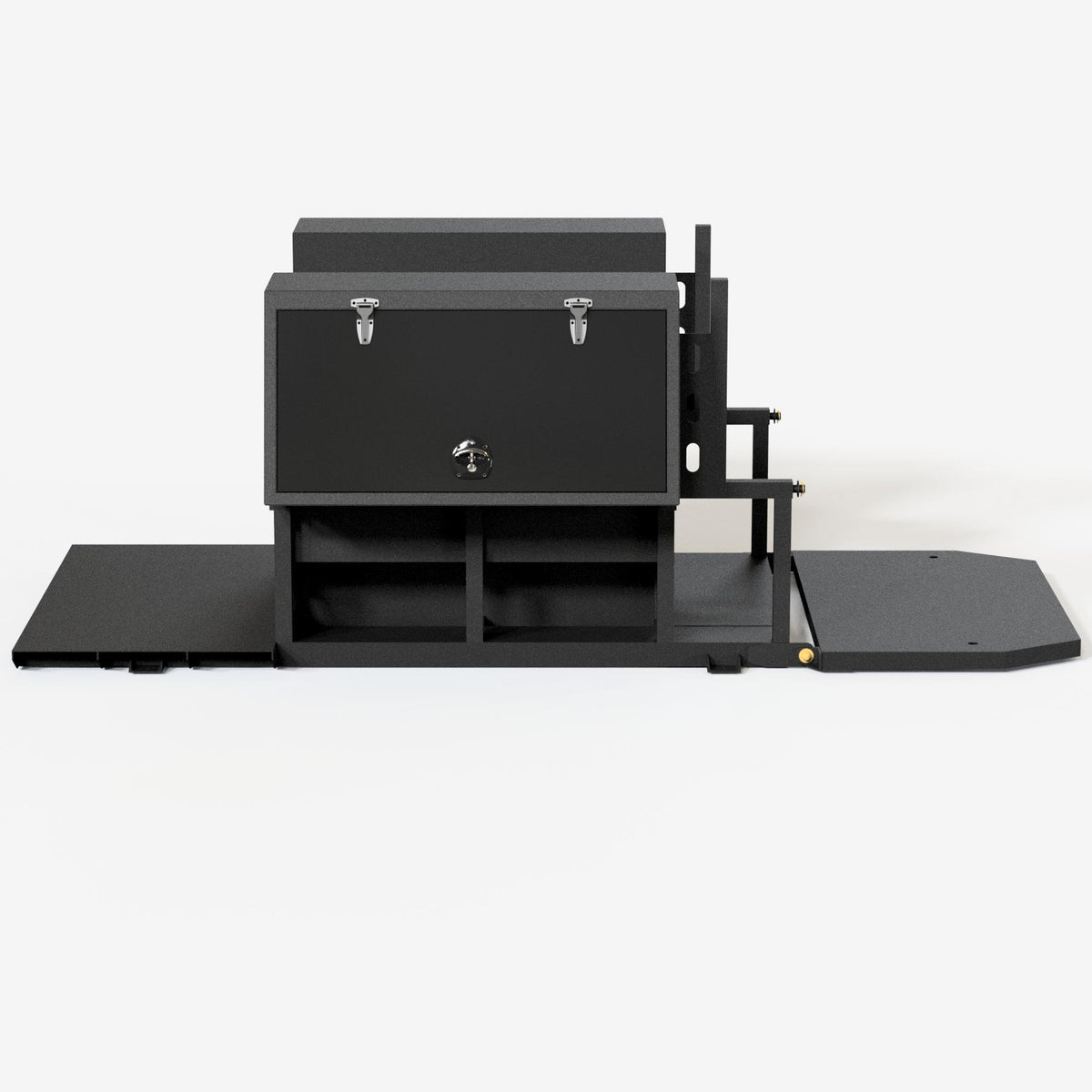 Side view of the bare universal long bed welding skid frame