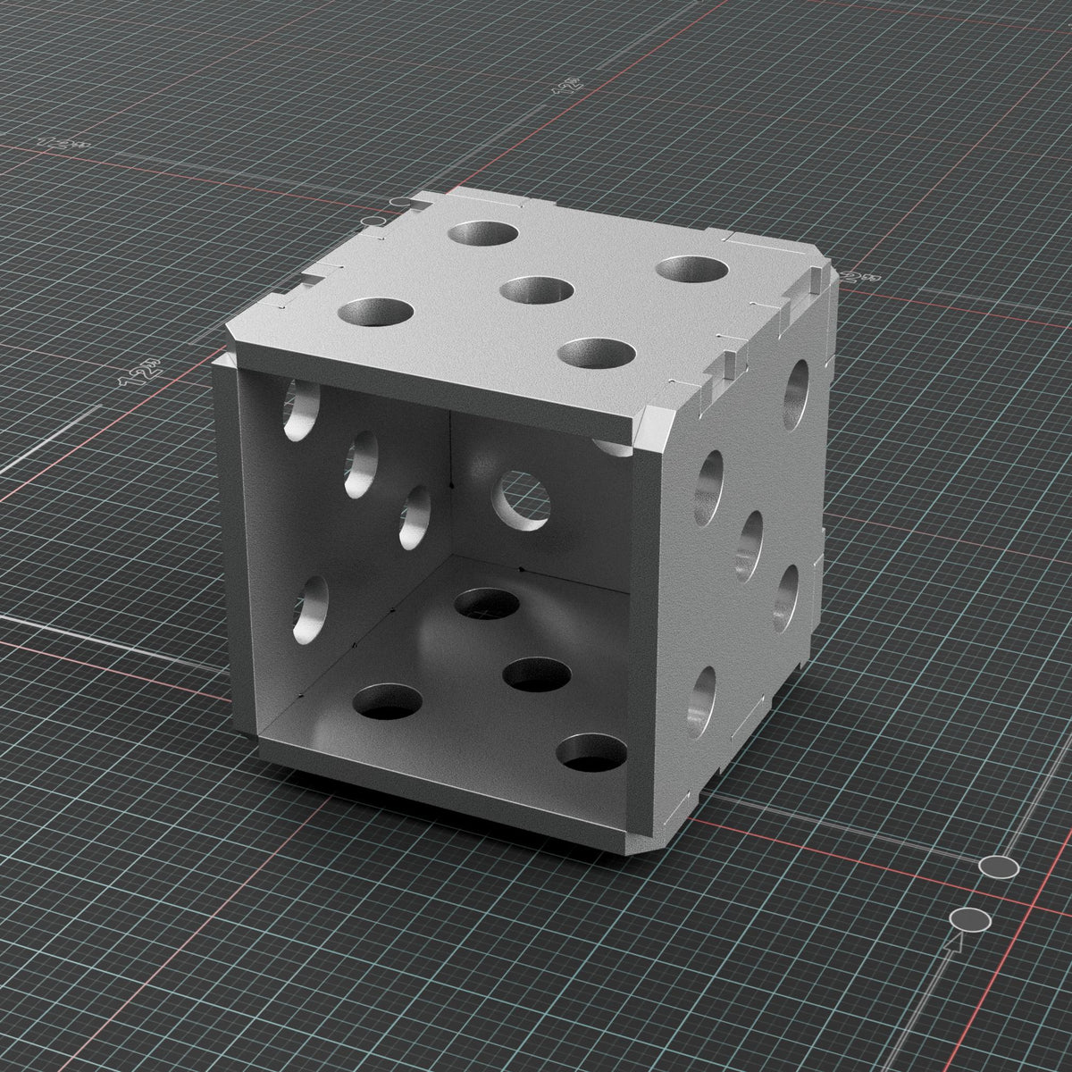 Front top isometric view of the 4 x 4 inch square fabrication block