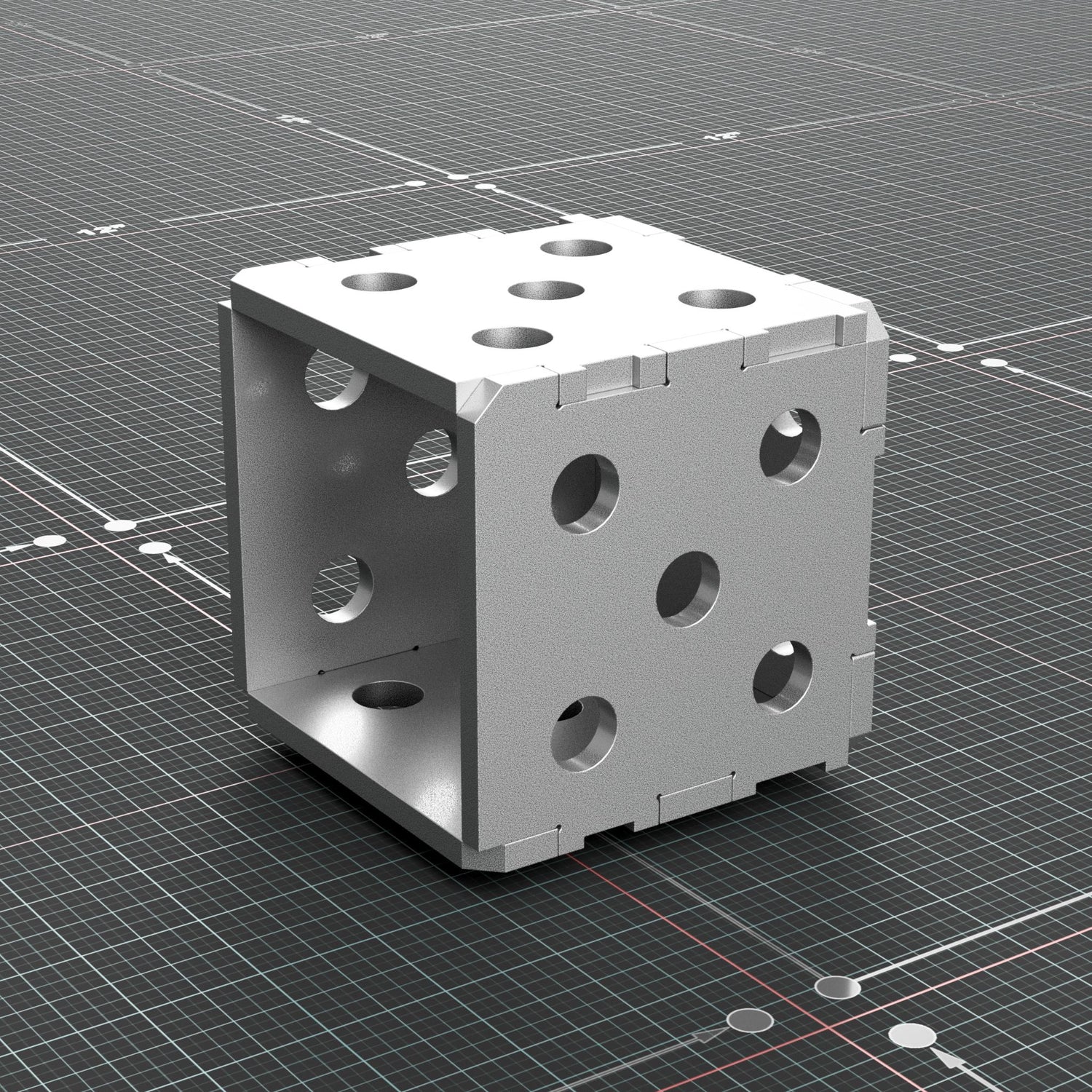 4 x 4 inch square fabrication block cut from 1/4 inch steel, isometric view