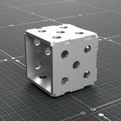 4 x 4 inch square fabrication block cut from 1/4 inch steel, isometric view