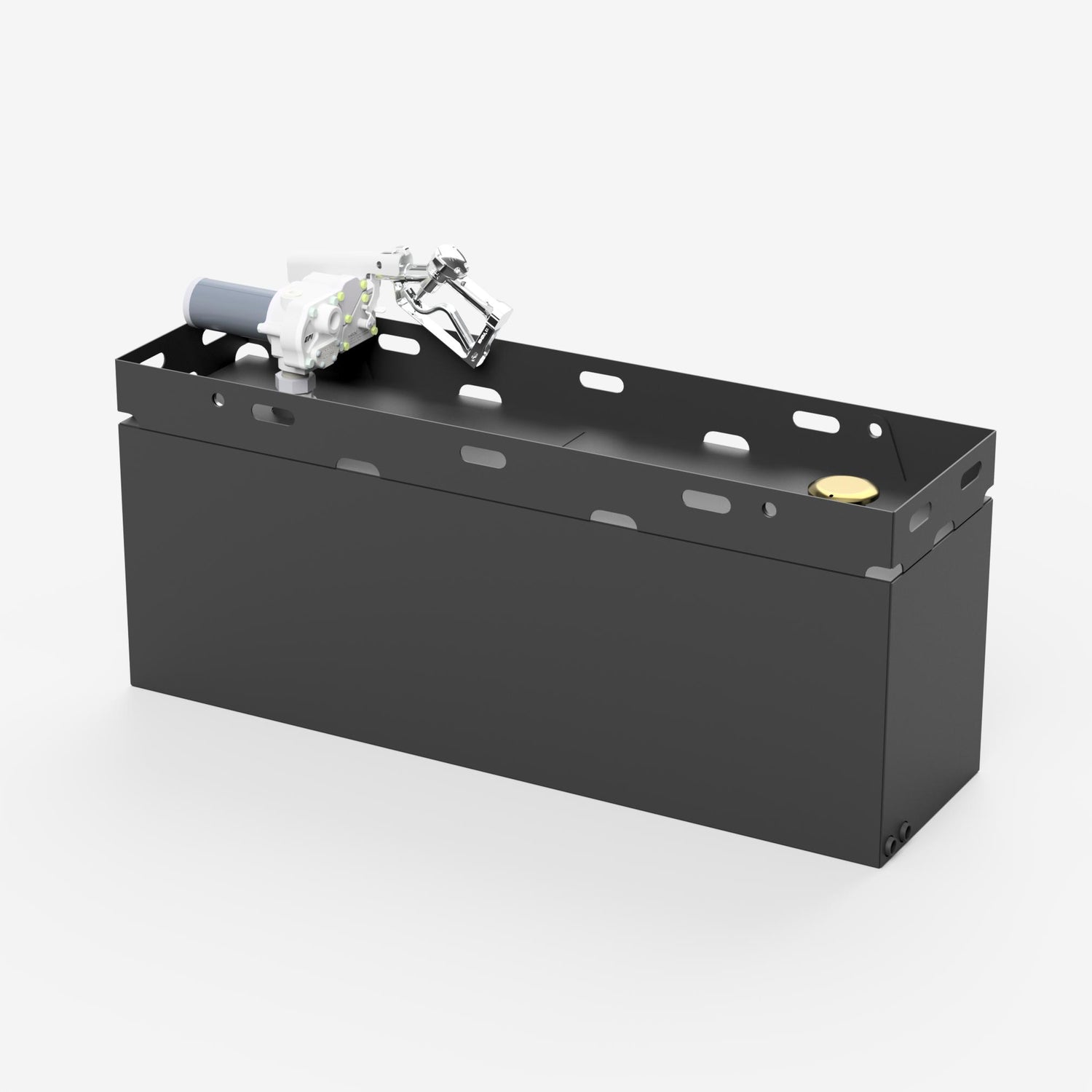 50 gallon fuel transfer tank, rear left three quarter view