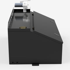 Side view of the 70 gallon fuel transfer tank and storage chest