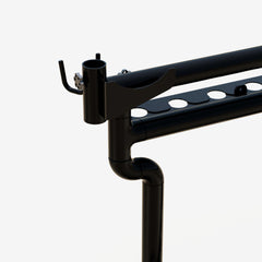 Close up of the umbrella pipe and grinder holder on the hoosier pole