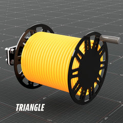 Welding lead reel with triangle side plates, right three quarter view