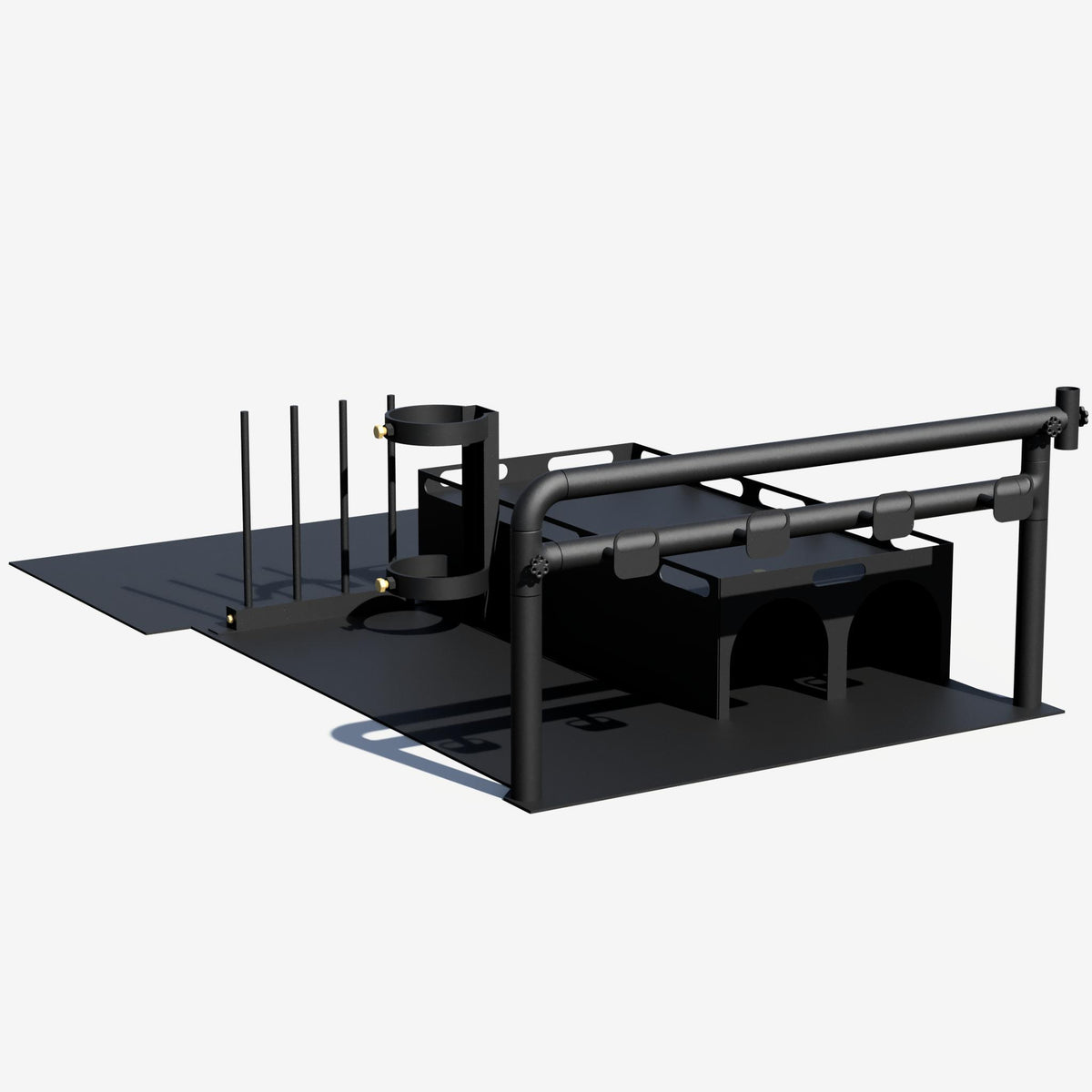 Bare tub rig welding skid frame, three quarter view