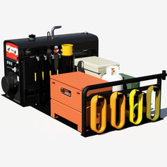 Tub rig welding skid out of the truck, loaded with a welder, tools and gas bottles
